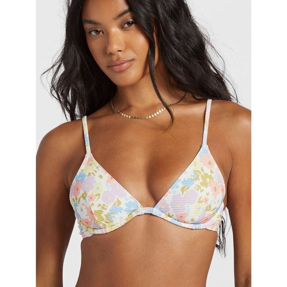 Billabong Women Dream Chaser Tanlines Reese Bikini Top, Multi, Large, NWT